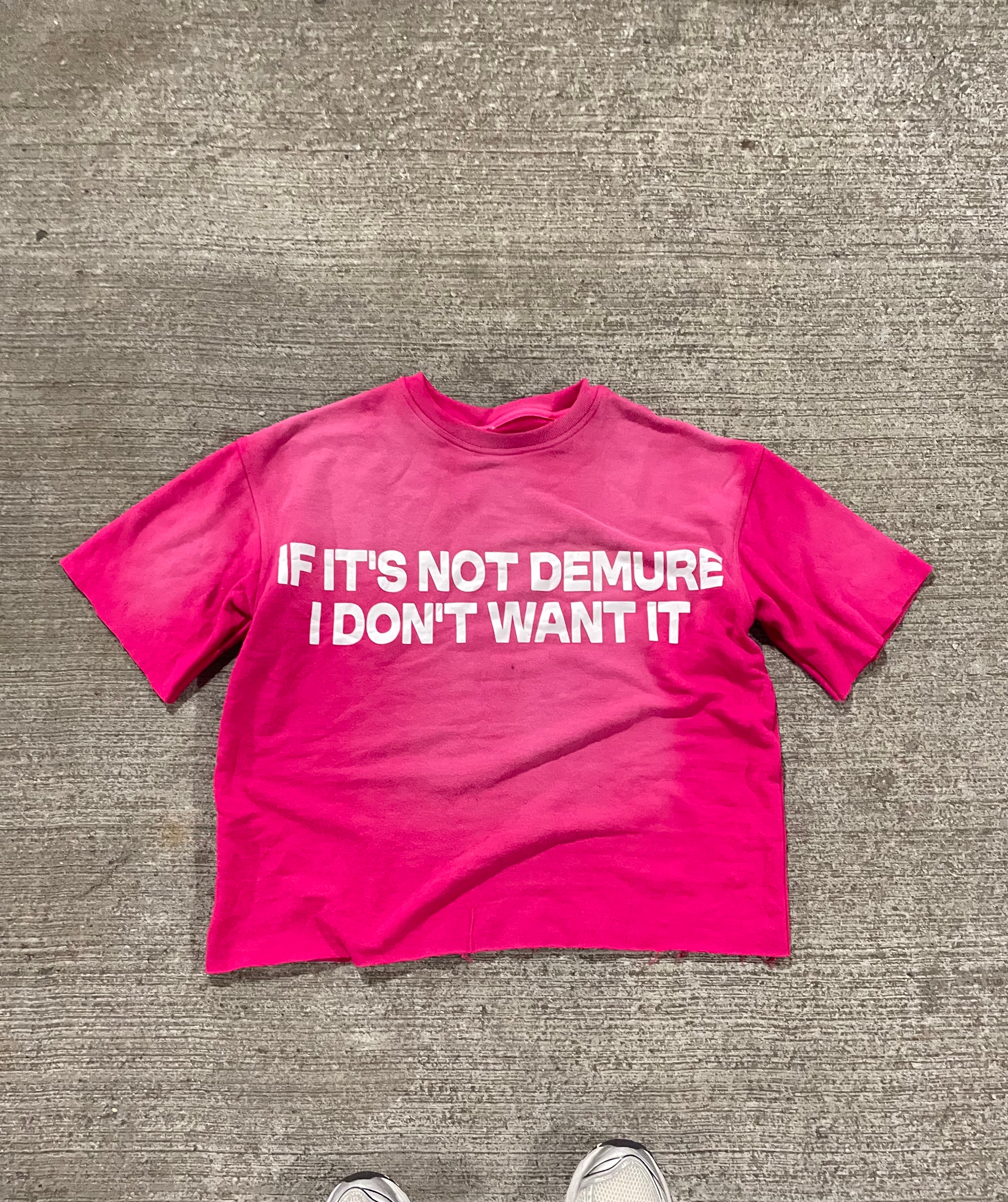 Pink "Demure" Boxy Tee